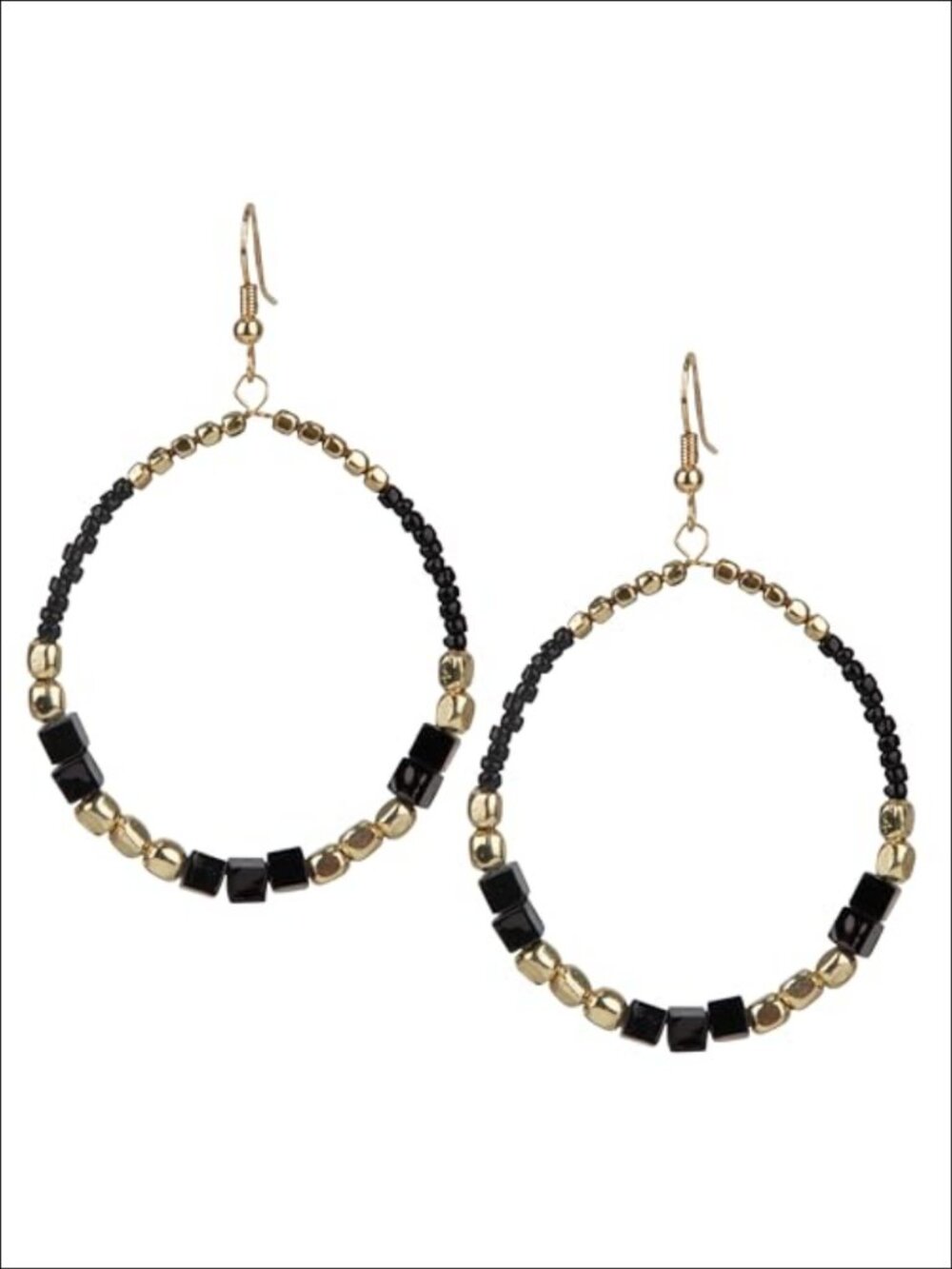 Ultra Lightweight Statement Drop Earrings Gold Tone Beads Boho